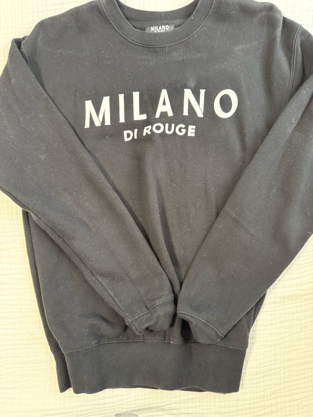 Milano Di Rouge Black Crewneck Sweatshirt with White Logo